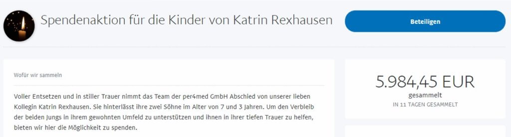 per4med GmbH calls for donations for Katrin Rexhausen's children