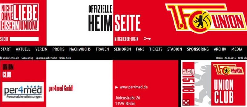 per4med is a partner in the "Union Club" of 1. FC Union Berlin e. V. Image