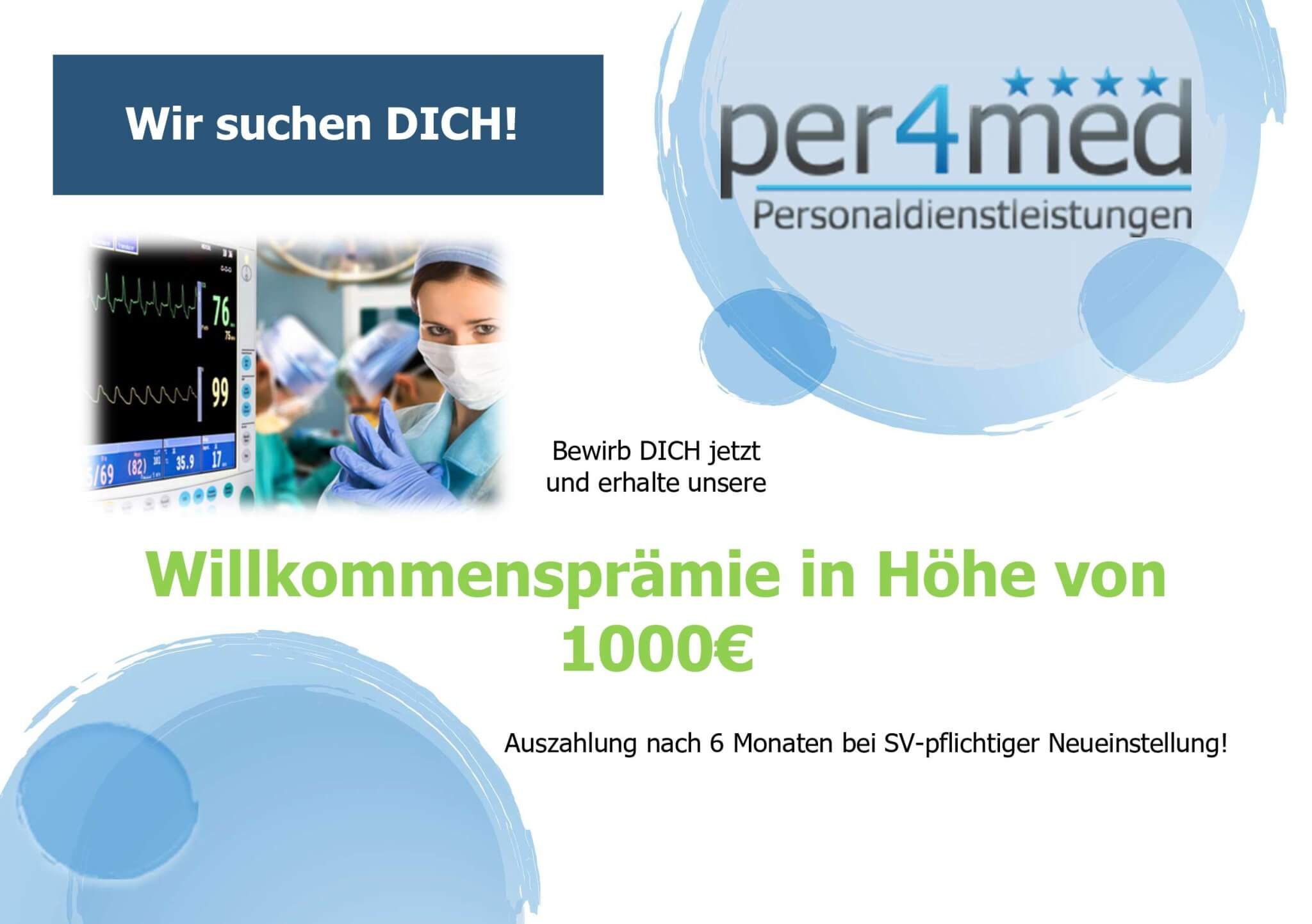 per4med pays a welcome bonus of €1,000 in 2021